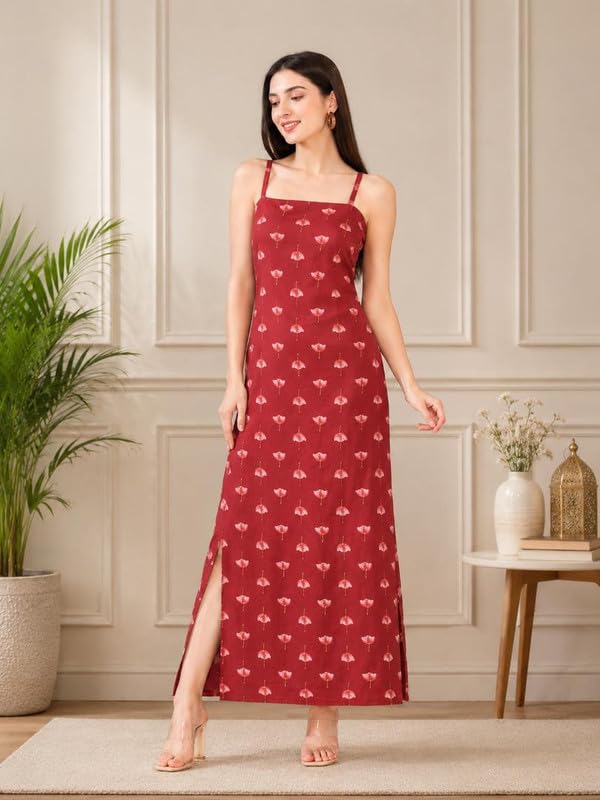 Image of Varanga The Rust Blossom Women's Maxi Dress