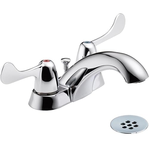 Delta Faucet Commercial 2529LF-HDF Classic - Juego de centro de baño con dos asas, cromado, 3.44 x 13.00 x 3.44 pulgadas