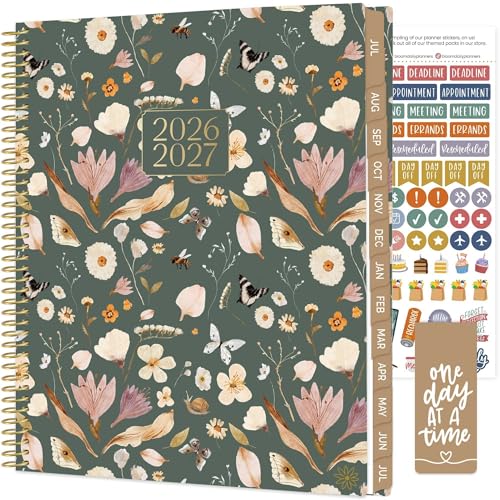 bloom daily planners 2026-2027 Planner (8.5” x 11") 13 Month Academic Year Organizer (July 2026 - July 2027) - Weekly & Monthly Agenda Book with Stickers & Tabs - Butterfly Garden