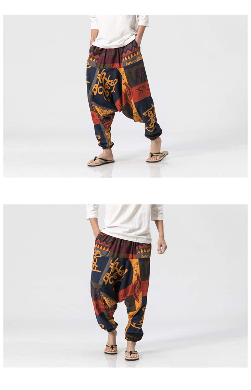 Unisex Harén Aladdin Hippy Pantalones Baggy Hippie Boho Yoga Wideleg Pantalones para Hombres