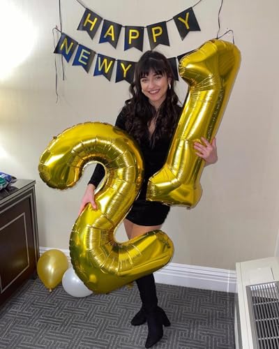 Image of Gold Number 12 Balloon 40 inch, 12 Number Balloons, 12th Gold Birthday Decorations, 12 Year Old Golden Party Supplies
