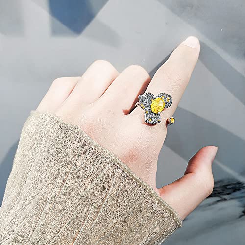 Crystal Flower Fidget Spinner Open Statement Ring Cubic Zirconia Three Leaf Floral Adjustable Stacking Anti Anxiety Worry Finger Bands Promise Eternity Rings Trendy Jewelry Wedding Engagement Gifts #TOP1