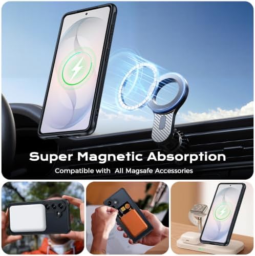 Wsaurbnit Magnetic Case for Samsung Galaxy S25 FE [Compatible with Magsafe] Translucent Matte Slim Protective Phone Cover (Black) - 2