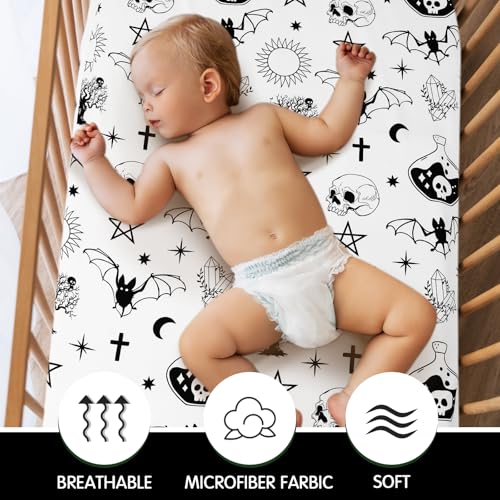 Image of Mindsoft 2 Pcs Gothic Crib Sheet Set Fitted 52 x 28 x 8 Inches