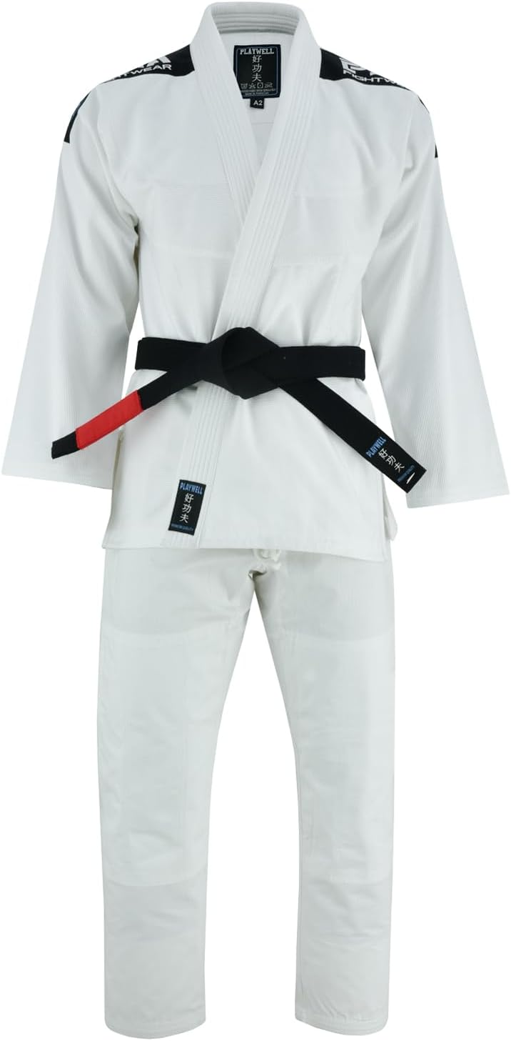 Tuta da Jiu Jitsu Jitsu da uomo Playwell Pro con cintura bianca Ju Jitsu bianca