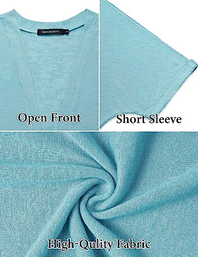 Image of MEROKEETY Women's 2026 Summer Lightweight Kimono Cardigan Short Sleeve Open Front Casual Loose Trendy Beach Cover Ups