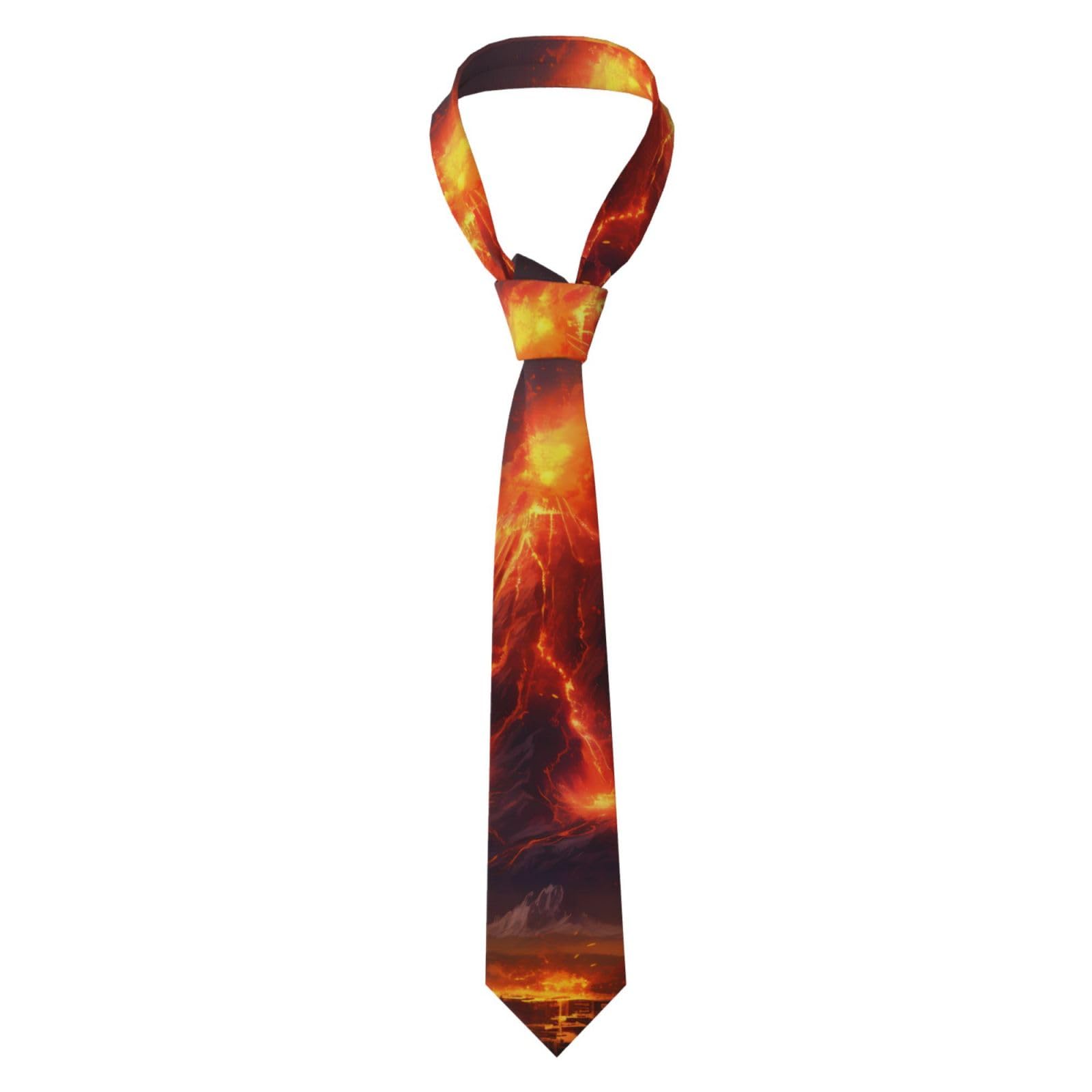 Men's Necktie Tie WHJSSF Volcano Pattern Comfort Durability for Business, Daily Wear, Work, Birthdays, Weddings, Parties