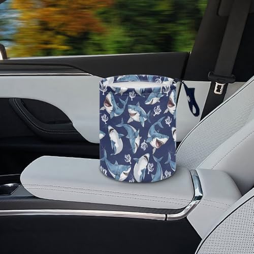 Image of Shark Car Garbage Can Mini Car Trash Bin Car Organizer Car Storage Bag Waterproof Portable Men Accessories Car Decor Road Trip for Kids