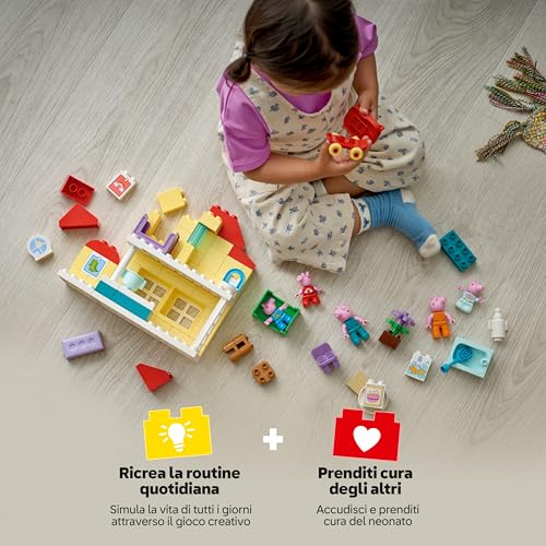 DUPLO Peppa Pig Villetta Familiare - Giocattolo Didattico per Motricità Fine - Giochi Montessori con 5 Personaggi e Accessori per Casa delle Bambole - Regalo per Bambine e Bambini da 2 Anni 10467 - Lego - Immagine 2
