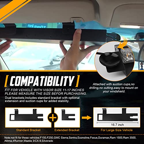 Oppbuy Led Visor Strobe Lights Bar 16 Flashing Mode Amber Interior Windshield Dash Sunvisor Emergency Hazard Warning Light With Extend Advisor Bracket Split Mount For Security Law Enforcement Truck #TOP5