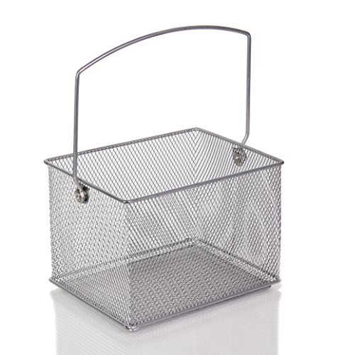Ybm Home Mesh Wire Food Storage Organizer Bin Basket With Handle For Kitchen Pantry, Cabinets, Bathroom, Laundry Room, Closets, Garage - Rectangle Metal Farmhouse Mesh Basket, 2 Pack #TOP2