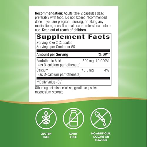 Nature's Way Pantothenic Acid Capsules, Supports Cellular Energy*, 100 ct - image 5