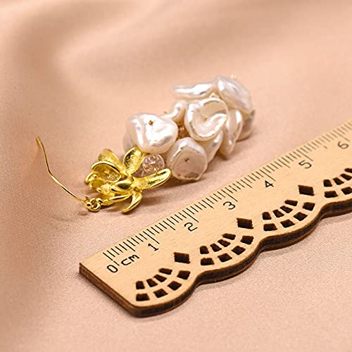 SALAN Pendientes De Borla De Lujo De Pera Barroca Natural para Mujer, Novia, Boda, Flor De Loto, Pendientes De Gota, Joyería Fina