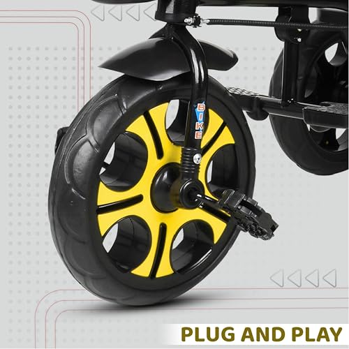 Image of Tricycle 1 Years to 5 Years with Removable Safety Guard and Parental Control Back Side Push Handle with Rubber Tyre for Kid's CR07 (Yellow 4)