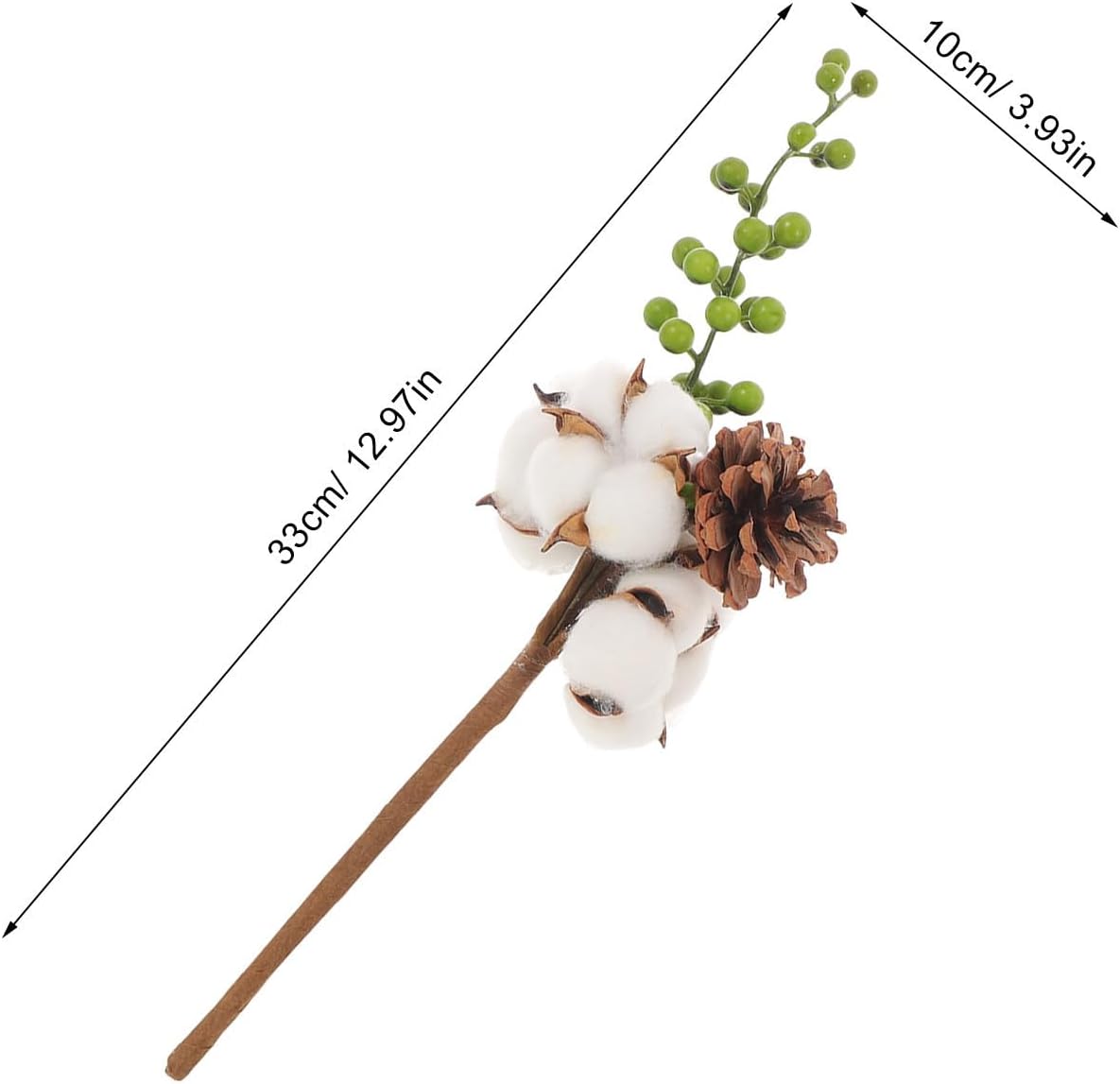 STOBAZA 4pcs Dried Cotton Stems Decor Branches with Realistic Look and Multi Scene Versatility, 12.97 Inches Rustic Nordic Style for Home Centerpiece Arrangement and Holidays