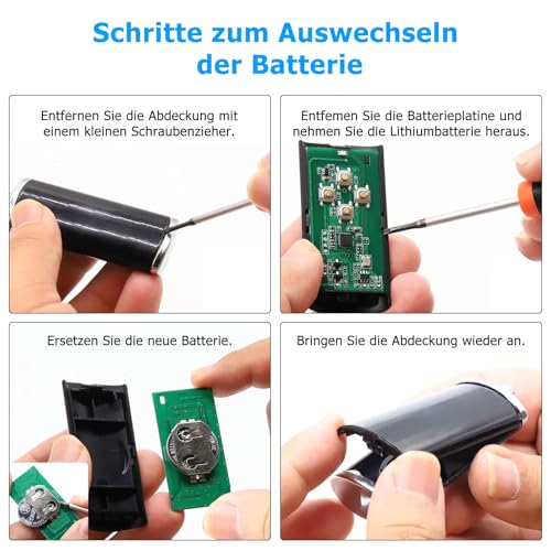 2 Stück 868,3 MHz Garagenöffner Handsender, Hörmann Garagentoröffner Fernbedienung 4 Kanäle Kompatibel mit hse4-868-bs, hse2-868-bs, HS1-868-BS, HSS4-868-BS, HSP4-868-BS(Schwarz)