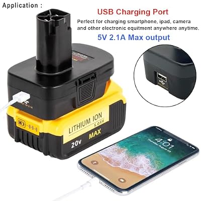 USB Battery Adapter for Craftsman C3 19.2V Cordless Tools, Converter for Dewalt 20V MAX and for Milwaukee M18 18V Battery to Craftsman 19.2 Volt Lithium Ion Battery Adaptor, w/ 5V 2A USB Port