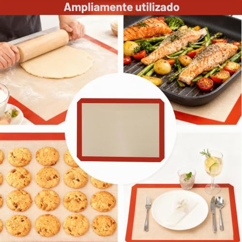Miniatura 7 de Kqdravine 2 Piezas Tapete Silicona Horno, Incluye Un Pincel De Silicona, 30 X 40 Cm Tapete, Tapete Para Hornear, Tapete Reutilizable Para Hornear Pan, Macarrones, Galletas Y Pizza