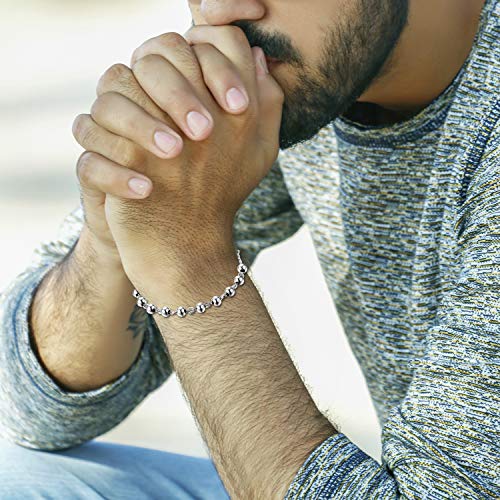 Flongo Cross Rosary Beads Bracelet Vintage Stainless Steel Jesus Christ Crucifix Cross Wristband for Men Women Christmas Wedding4