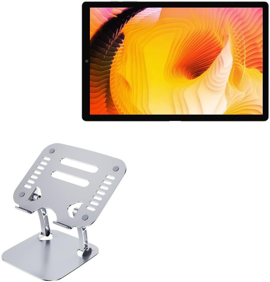 BoxWave Stand and Mount Compatible with Chuwi HiPad X - Executive VersaView Laptop Stand, Ergonomic Adjustable Viewing Angle Metallic Riser - Metallic Silver