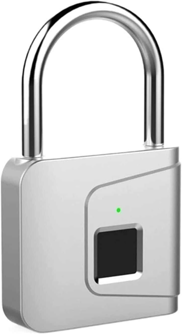 Fingerprint Padlock Smart Padlock Biometric Lock with Keyless for Lockers Office School Gym Factory Garage Storage Gate Shed Bike Cabinet 10 Sets of Fingerprints (Color : Black) (Silver)