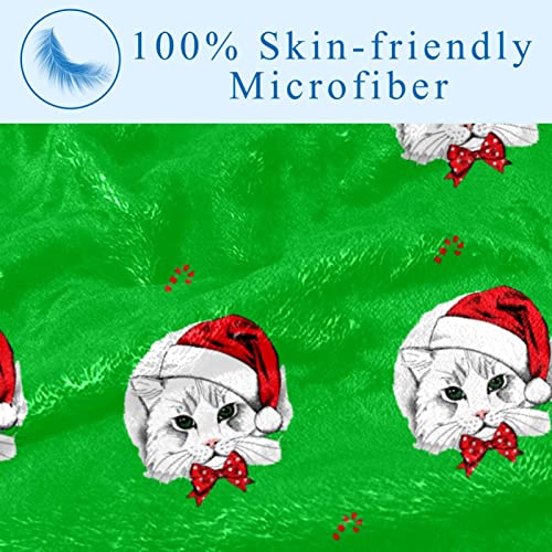 Couverture chat de Noël plaid chaud microfibre 150x100cm jeté de lit canapé camping - 4