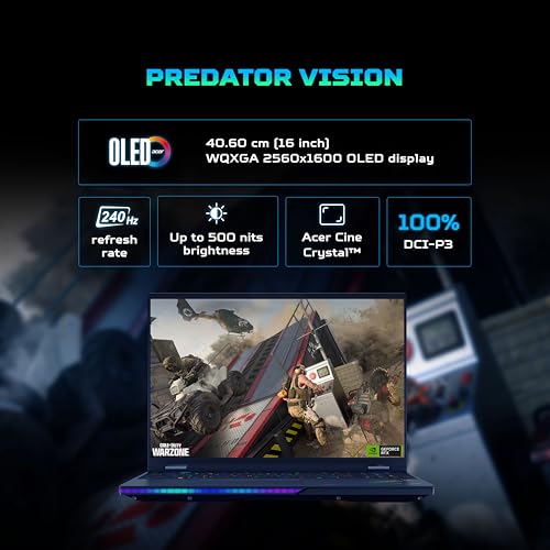Image of acer Predator Helios 16 AI, Intel Core Ultra 9 Processor,RTX 5090-24 GB GDDR7,32 GB /1 TB, WQXGA OLED, 16.0 inch /40.64 cm, 240Hz, Win 11 Home, Abyssal Black, 2.65 kg, PH16-73, RGB KB, Gaming Laptop