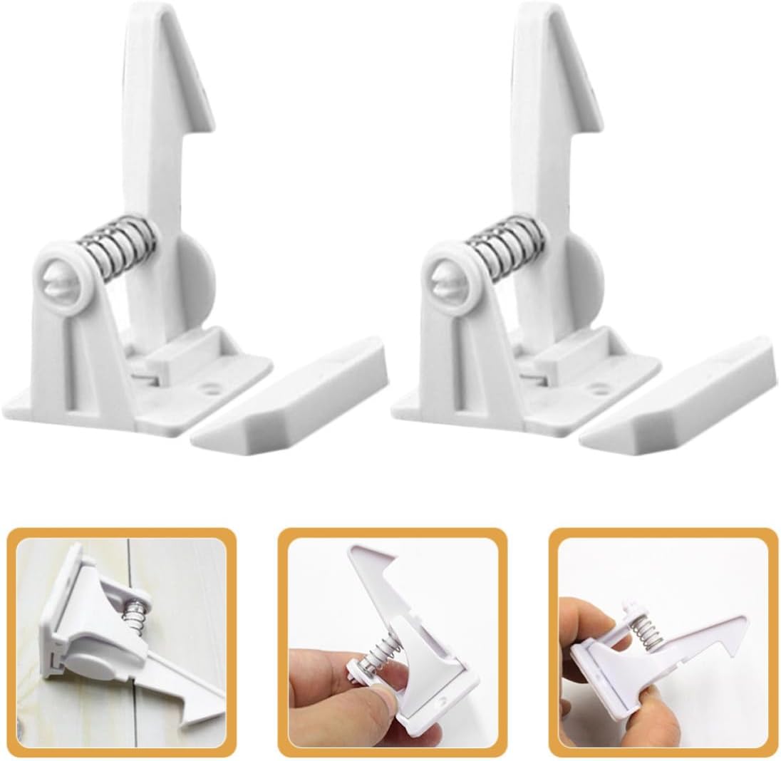 KICHOUSE 16pcs White Abs Childproof Cabinet Locks for Safety, Easy Installation Cabinet Locks with Creative Appearance, Keeps Away from Hazards, for Dressers and Drawers