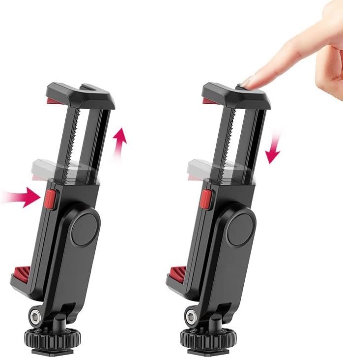 Phone Tripod Mount Holder 360 Degree Rotation Smartphone Vlog Vertical Shooting Clamp with Cold Shoe for LED Light Microphone