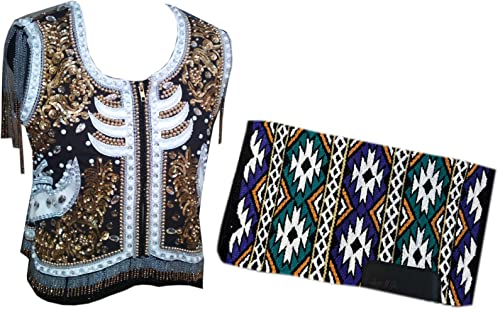 SHOWMEN CRAFT Western Showmanship Pleasure Horsemanship - Chaqueta formal de equitación para mujer con almohadilla de exhibición, Marrón, S