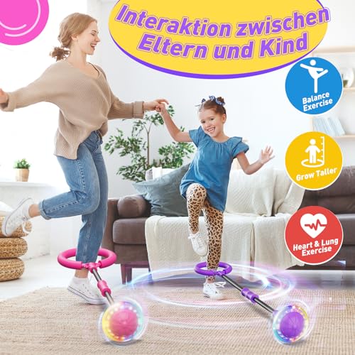 Hot Bee Kinder Blinkender Springring Fußkreisel mit Zähler, Timer, Kalorienzähler Spielzeug Geschenke für Mädchen 6-12 Aufladbare Swing Wheel mit Lichtrad Weihnachten, Geburtstag Lila