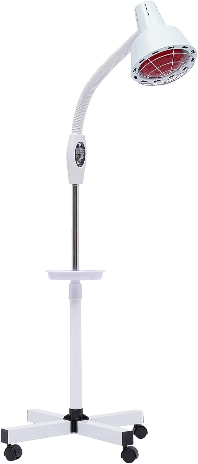 Gdrasuya10 Infrared Light Therapy Lamp, 275W Red Heat Lamp with Stand, Rem0te Control, Adjustable Height, Wheels, Timer for Back Pain Relief Muscle Recovery
