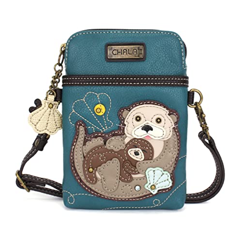 Image of CHALA Ocean Collection Cell Phone Crossbody Purse-Women PU Leather /Canvas Multicolor Handbag with Adjustable Strap