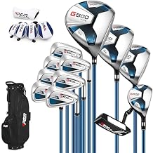 PGM G500 Mens Complete Golf Club Set, 12-Piece Right Handed Clubs with Stand Bag, 460cc Driver, #3 & #5 Fairway Woods, #4 Hybrid, 59 Irons, PW, SW & Putter for Beginners and Intermediate Golfers
