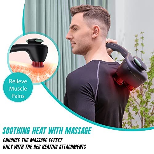 Rilextec Hand Held Back Massager For Pain Relief, Vibrating Back Massager Handheld With Heat For Back And Neck, Electric Body Massagers Handheld Deep Tissue For Men Women, Use For Muscles Stress #TOP2