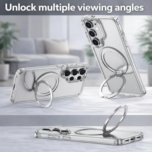 Image of EGOTUDE for Samsung Galaxy S26 Ultra Case | Clear Hard Back Cover with 360 Magnetic Rotate Stand