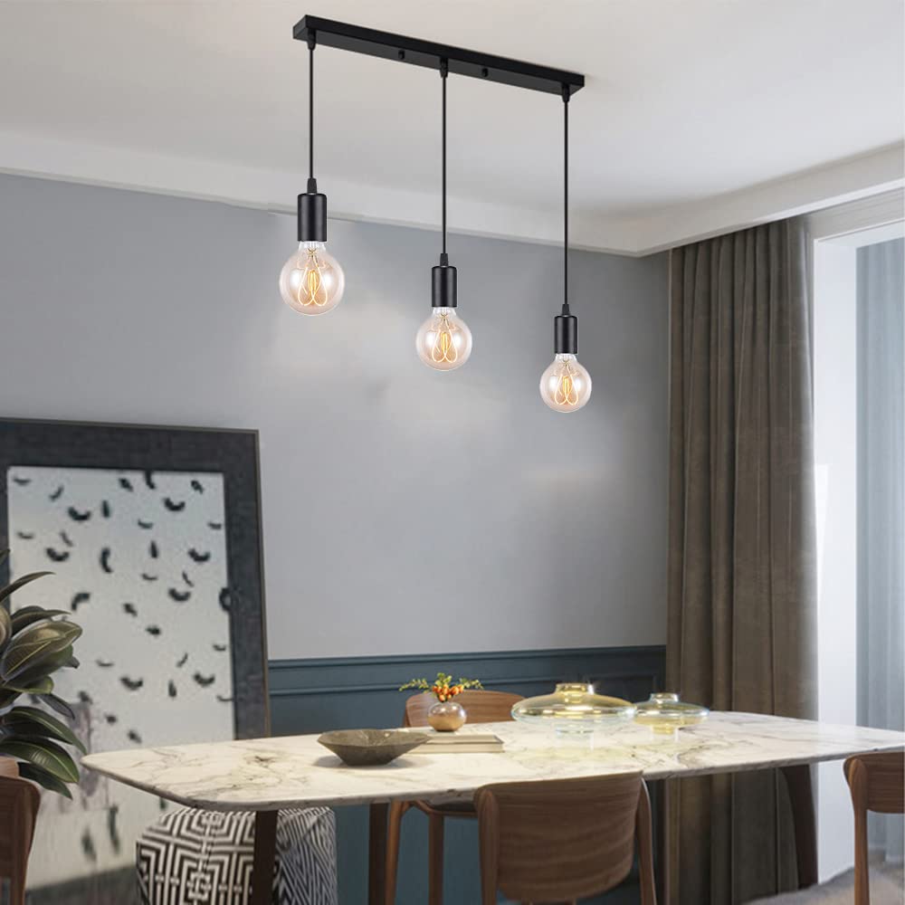 Lampada a ragno moderna nero Lampadario a sospensione metallo, illuminazione industriale a soffitto, lampadario E27 3 luci per soggiorno ristorante camera da letto sala da pranzo