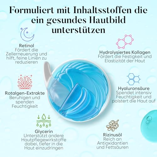 Retinol & Collagen Augenpads für Hydratation - Entfernen von Augenringen, Tränensäckeoppadr, unter Augenpads gegen gesch