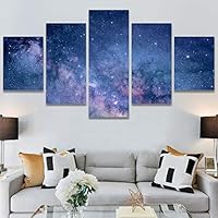 SIGNWIN 5 Panel Canvas Wall Art Aerial Astronomy & Space Expressive Global Moon Multicolor Photography Realism Warm for Home Decorations Ready to Hang - 60