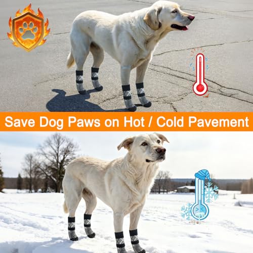 BEAUTYZOO Hundesocken Anti Rutsch, Doppelseitige Hundesocken Leckschutz mit Klettverschluss Riemen für Innenbereich Pfotenschutz für Hunde, Schuhe für Kleine, Mittlere und Große Hunde, 6er-Set