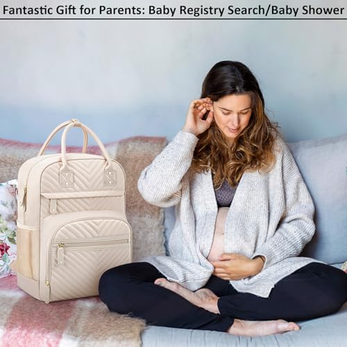 Image of Tenot Diaper Bag Backpack Tote for Women Large Capacity, Baby Bag with Insulated Pockets Multifunctional Diaper Bags For Baby Girl Boy Waterproof Baby Bags For Boys Girls Maternity Bag Beige