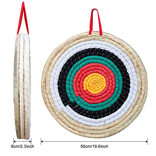 D&Q Bow And Arrow Targets For Backyard 3 Layers 20 Inch Solid Straw Archery Target 2.3 Inch Thickness Hand-Made Arrow Target - With 1 X Arm Guard,1X Finger Guard,1X Arrow Puller #TOP3