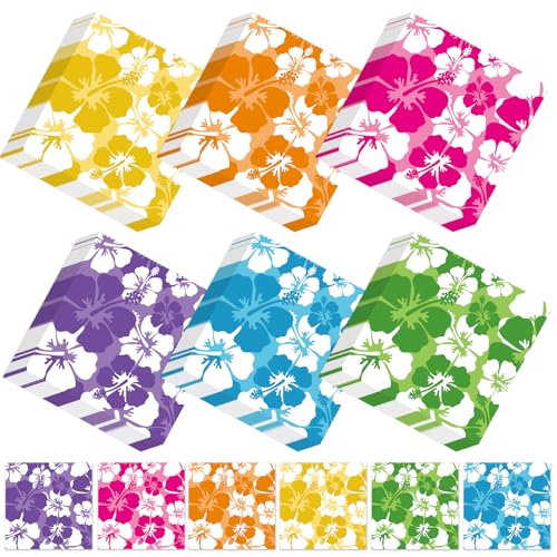 120Pcs Hibiscus Paper Napkins Summer Hibiscus Party Decorations 6.5 x 6.5 Inches Hawaiian Beverage Napkins Tropical Party Napkin Decors for Summer Beach Birthday Luncheon Pool Party Supplies