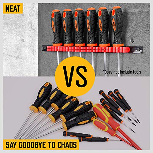 Screwdriver Organizer, SEDY 3-Piece Wall Mount Screwdriver Storage Racks, 26 ABS Clips Screwdriver Rail Rack Organizers