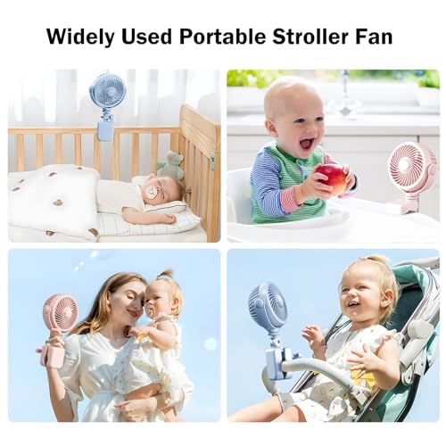 Miniatura 5 de Nauttxon Ventilador De Clip Para Cochecito De Bebé Recargable Ventilador Portátil Con Batería Usb Para Cochecito, Cuna, Bicicleta, Playa, Viajes, Camping, Rotación De 360 , 4 Velocidades De Viento,