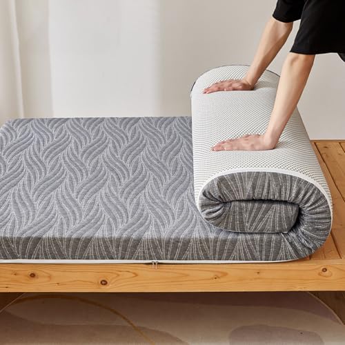 Colchón portátil de espuma viscoelástica de 5 cm de grosor, enrollable, 120 x 200 cm, colchón de suelo futón para uso en interiores y exteriores, ideal para cama de invitados y sofá de coche, color