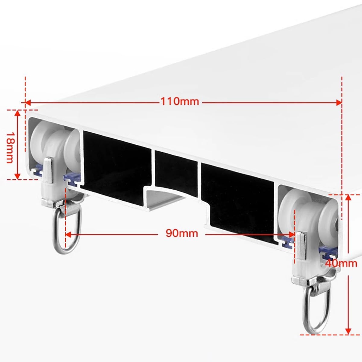 Rail de Rideau monté au Plafond pour Rideaux Rail de Rideau Double en Alliage d'aluminium Robuste avec Rouleaux Nano
