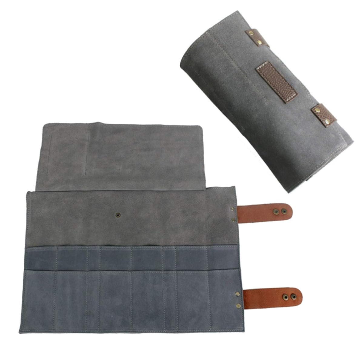 CANIGHT 1pezzi Borsa in Pelle Scomparti Organizer Rotolabile per Forbici e Pettini Custodia Professionale per Strumenti per Saloni e Barbershop Grigio