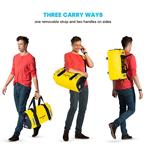 WILD HEART Waterproof Bag Duffel Bag 20L 30L 40L with Welded Seams Shoulder Straps, Mesh Pocket for Kayaking, Camping, Boating,Bicycle,Motorcycle4