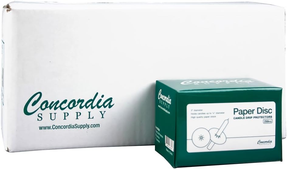 Concordia Supply Paper Bobeche Candle Drip Protectors - 4.25" x 1/2" Candles w/Easy to Hold White Paper Candle Holders - Ideal for Candle Light, Memorial, & Congregational Services - Set of 250